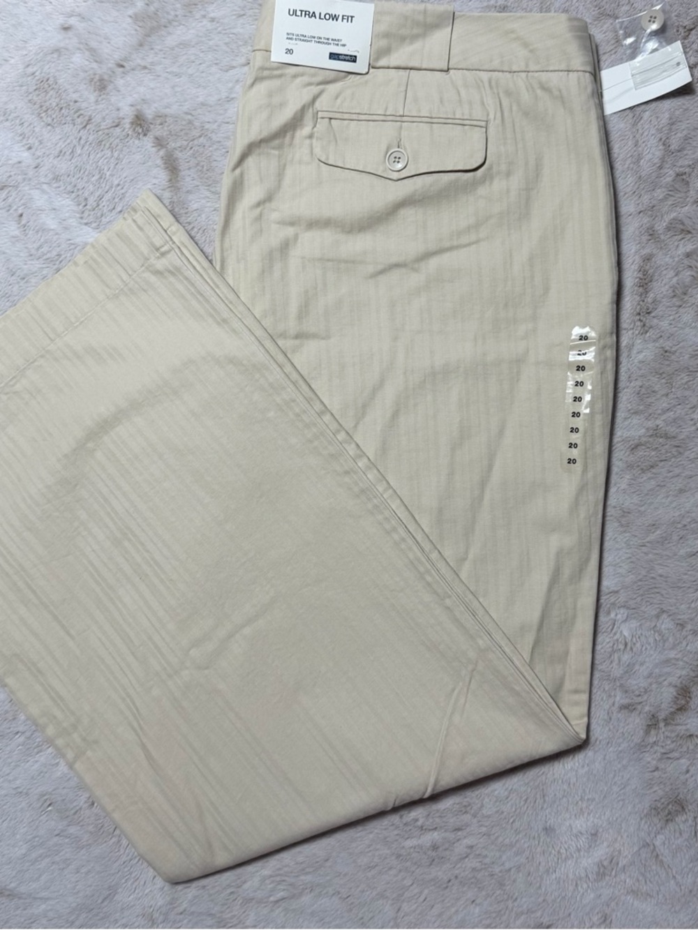 Women's Gap Khaki Stripe Ultra Low Pants Wide Leg w/Stretch 20 - Picture 2 of 10